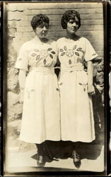 Two Women Matching Dresses Postcard