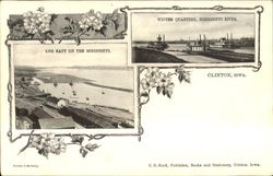 Log Raft On The Mississippi And Winter Quarters Mississippi River Clinton, IA Postcard Postcard