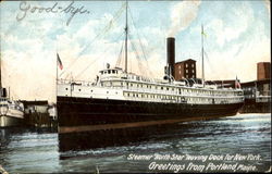 Steamer North Star Leaving Dock For New York Portland, ME Postcard Postcard