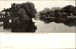 Rock River Looking North From Central Bridge Postcard