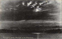 Moonlight On The Mississippi Burlington, IA Postcard Postcard