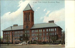 High School Brookline Postcard