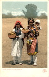 Pueblo Pottery Venders Postcard