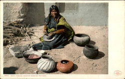 Moki Indian Woman Making Pottery Native Americana Postcard Postcard