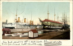 Warships And Old Ironsides Charlestown Navy Yard Postcard