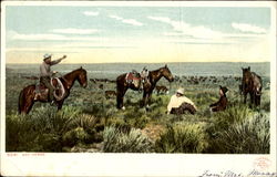 Day Herds Cowboy Western Postcard Postcard