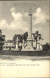 Confederate Monument, City Park Dallas, TX Postcard Postcard