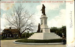 Roger Williams Statue And Betsey Williams House, Roger Williams Park Postcard