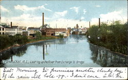 Looking Up The River From Exchange St. Bridge Pawtucket, RI Postcard Postcard