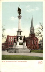 Soldiers Monument Worcester, MA Postcard Postcard