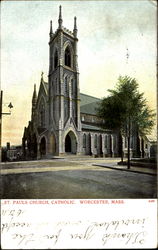 St. Pauls Church Catholic Worcester, MA Postcard Postcard