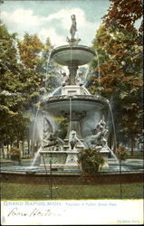 Fountain In Fulton Street Park Grand Rapids, MI Postcard Postcard