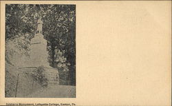 Soldier's Monument, Lfayette College Easton, PA Postcard Postcard