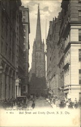 Wall Street And Trinity Church Postcard