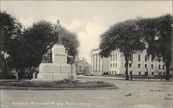 Soldiers Monument & Lynn Public Library Massachusetts Postcard Postcard