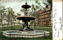 Brewer Fountain & Common Postcard