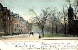 Commonwealth Ave Looking South Boston, MA Postcard Postcard