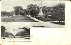 The Common With Soldiers Monument Boston, MA Postcard Postcard