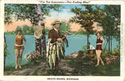 Fishing: "I'm Not Lonesome Nor Feeling Blue" Postcard