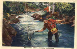 Fishing: Greetings from Oscoda Michigan Postcard Postcard