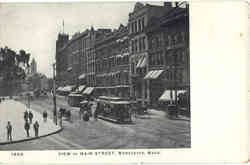 View of Main Street Worcester, MA Postcard Postcard