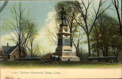 Soldiers Monument Derby, CT Postcard Postcard