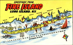 Greetings From Fire Island Long Island, NY Postcard Postcard