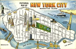 Pictorial Map Of New York City Postcard