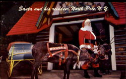 Santa And His Reindeer North Pole, NY Postcard Postcard