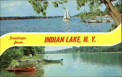 Greetings From Indian Lake New York Postcard Postcard