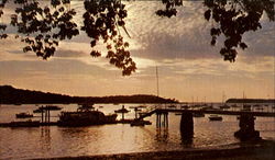 Sunset On Northport Harbor New York Postcard Postcard