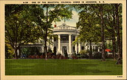 One Of The Beautiful Colonial Homes In Anderson South Carolina Postcard Postcard