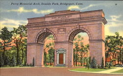 Perry Memorial Arch, Seaside Park Bridgeport, CT Postcard Postcard