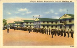 Company Formation Before Barracks, Camp Lee Postcard