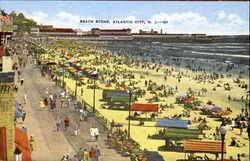 Beach Scene Atlantic City, NJ Postcard Postcard