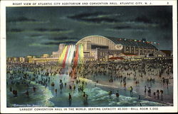 Night View Of Atlantic City Auditorium And Convention Hall New Jersey Postcard Postcard