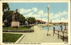 Stacey Blvd. And Fisherman's Monument Postcard