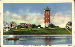 Reservoir And Water Tower Lawrence, MA Postcard Postcard