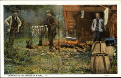 Camping In The Woods Of Maine Postcard