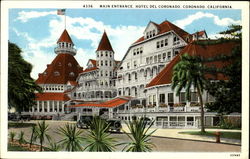 Main Entrance Hotel Del Coronado Postcard