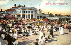 An Everyday Crowd in Front Of Bath House Long Beach, CA Postcard Postcard