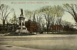 Soldiers Monument and Green Waterbury, CT Postcard Postcard