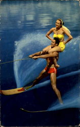 Riding The Waters On Skis Postcard