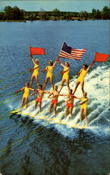 Human Pyramid On Water Skis Postcard