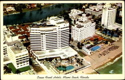 Ocean Front Hotels Miami Beach, FL Postcard Postcard