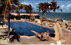 One Of The Many Beautiful Cabana And Swimming Pool Miami Beach, FL Postcard Postcard