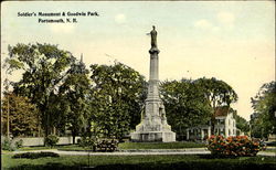 Soldier's Monument & Goodwin Park Portsmouth, NH Postcard Postcard