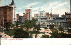 City Hall Park & Broadway New York, NY Postcard Postcard