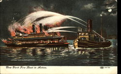 New York Fire Boat In Action Postcard Postcard