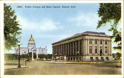 Public Library And State Capitol Postcard